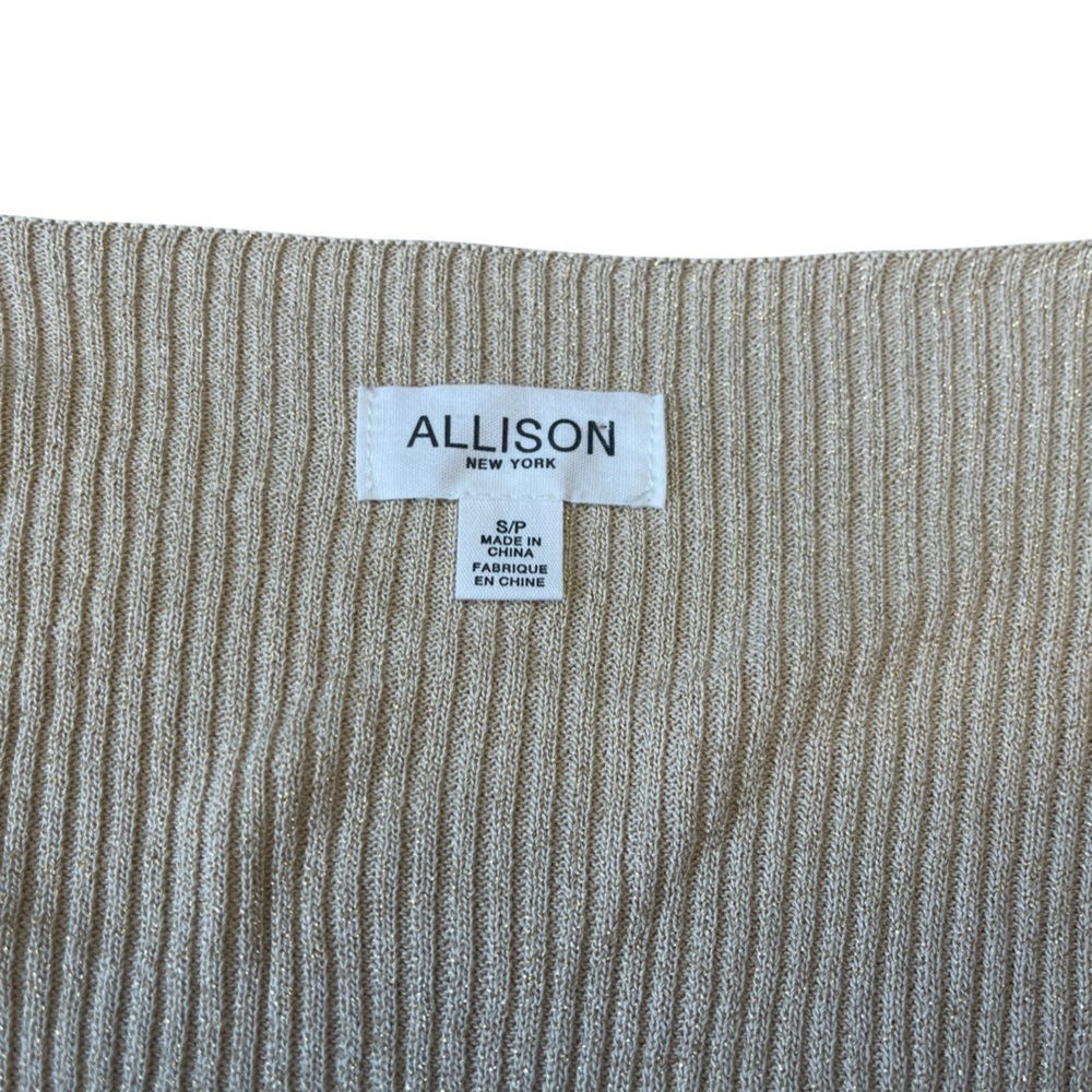 Allison New York Gold Shimmer Metallic Knit Crop Top - Small Petite - Picture 4 of 11